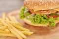 Classic american burger food. Royalty Free Stock Photo