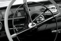 Classic American Car Interior in Black and White Royalty Free Stock Photo