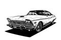 Classic american car style. Vintage vehicle vector illustration. Modern print design of retro machine Royalty Free Stock Photo