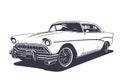 Classic american car style. Vintage vehicle vector illustration. Modern print design of retro machine Royalty Free Stock Photo