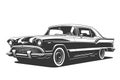 Classic american car style. Vintage vehicle vector illustration. Modern print design of retro machine Royalty Free Stock Photo