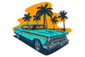 Classic american car style. Vintage vehicle vector illustration. Modern print design of retro machine Royalty Free Stock Photo