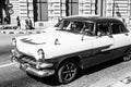 Classic American car used as private taxi in Havana, Cuba, 2022