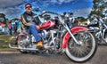 Classic American Harley Davidson motorcycle and owner