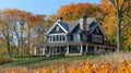 Classic american house exterior entrance porch and curb appeal Royalty Free Stock Photo