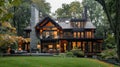 Classic american house exterior entrance porch and curb appeal Royalty Free Stock Photo