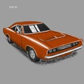 Classic american muscle car hand drawn vector illustration sketch Royalty Free Stock Photo