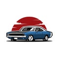 Classic american muscle car illustration vector isolated in white background