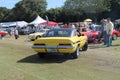 Classic American muscle car turning