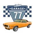Classic American Muscle car vector illustration with badges Royalty Free Stock Photo