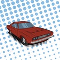 Classic american muscle car vector illustration icon. Pop art cartoon style Royalty Free Stock Photo