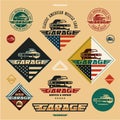 Classic American muscle cars garage vintage style labels and badges, muscle car icon Royalty Free Stock Photo