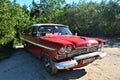 Classic American old cars in the Vinales Valley Royalty Free Stock Photo