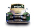 Classic american pickup truck. White background.