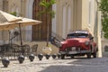 Classic american red car in Havana, Cuba
