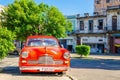 Classic American red car on street of Havana Cuba Royalty Free Stock Photo