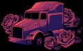 Classic American Truck on black background Vector Illustration design Royalty Free Stock Photo