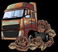 Classic American Truck on black background. Vector Illustration design Royalty Free Stock Photo