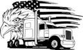 Classic American Truck. Black and white illustration Royalty Free Stock Photo