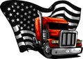 Classic American Truck. Vector illustration with american flag Royalty Free Stock Photo