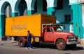 Classic American truck in the street in the center of Havana, Cuba Royalty Free Stock Photo