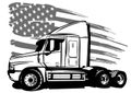 Classic American Truck. Vector illustration with american flag Royalty Free Stock Photo