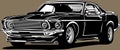 Classic american vintage retro icon of muscle car Ford Mustang Royalty Free Stock Photo