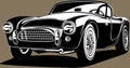Classic american vintage retro icon of muscle car Ford Shelby Cobra Royalty Free Stock Photo