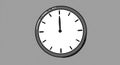 Classic analog clock showing twelve oclock precise time on a neutral gray background Royalty Free Stock Photo