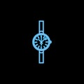 Classic Analog Women Wrist Watch line icon in neon style. One of Clock collection icon can be used for UI, UX