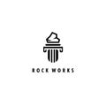 Classic ancient greek marble pillar logo with stone on top vector icon symbol