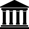Classic Ancient Greek Roman Temple Silhouette Vector for History and Architecture Projects Royalty Free Stock Photo