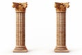 Classic ancient roman columns on a white background, architectural elements from rome Royalty Free Stock Photo