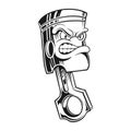 Classic angry racing piston head logo illustrations monochrome Royalty Free Stock Photo