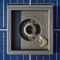 Vintage Camera on a Modern Solar Panel Background Royalty Free Stock Photo