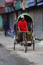 Classic antique vintage retro rickshaw trishaw bicycle for nepali people foreign travelers passenger use service journey in bazaar