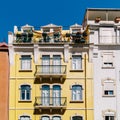 Classic Apartment Building Block Exterior Facade In Lisbon