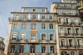 Classic apartment building exterior facade in Lisbon, Portugal