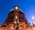 Classic architecture of a modern baseball stadium.