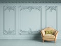 Classic armchair in classic interior with copy space. Patel gamma Royalty Free Stock Photo