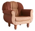 classic armchair with wooden legs isolated