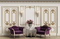 Classic armchairs in classic interior with copy space