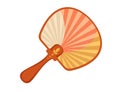 Classic asian style wooden hand fan with colorful drawing pattern vector illustration isolated on white background Royalty Free Stock Photo