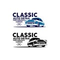 Classic auto detail garage and repair car logo vector