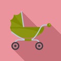 Classic baby pram icon, flat style