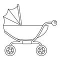 Classic baby pram icon, outline style