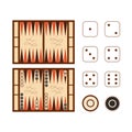 Classic backgammon game field with dice set on white