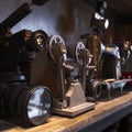 Classic background with antique and vintage camera and projector Royalty Free Stock Photo