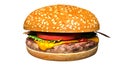 Classic bacon cheese burger isolated juicy Royalty Free Stock Photo