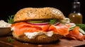 Classic bagel sandwich featuring lox and cream cheese